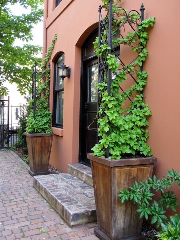 vertical planters with trellises