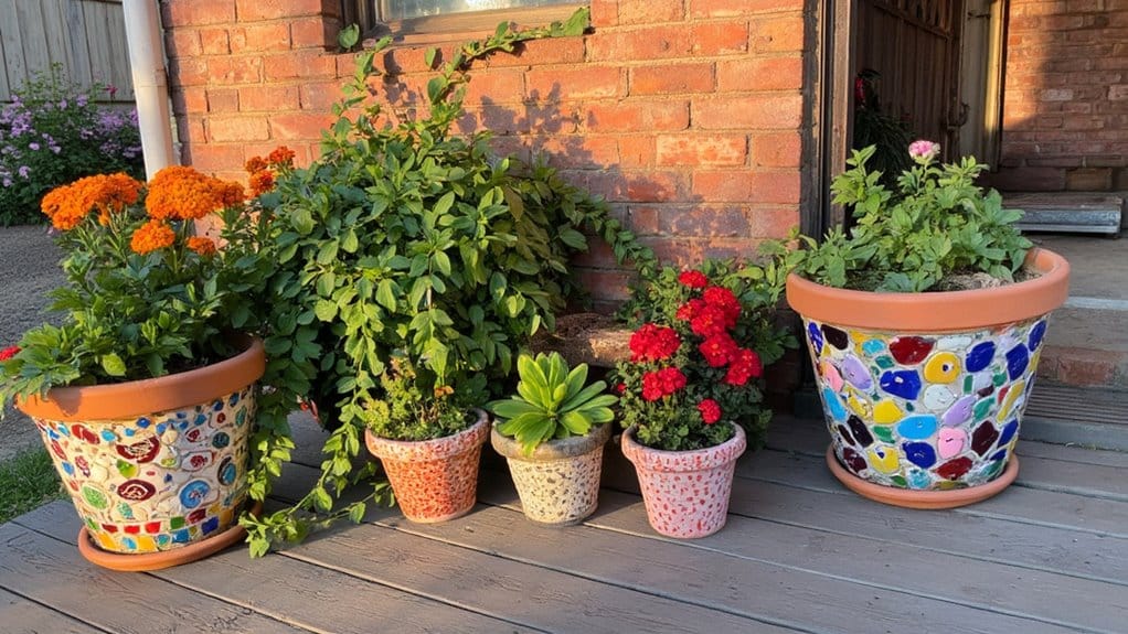 vibrant artistic mosaic pots