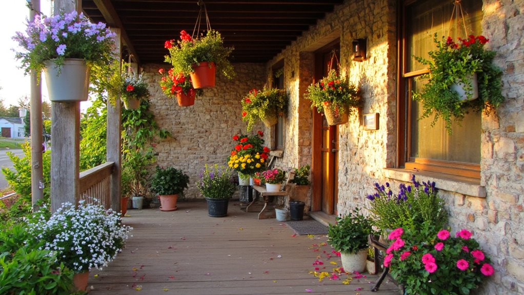 vibrant cascading flower pots