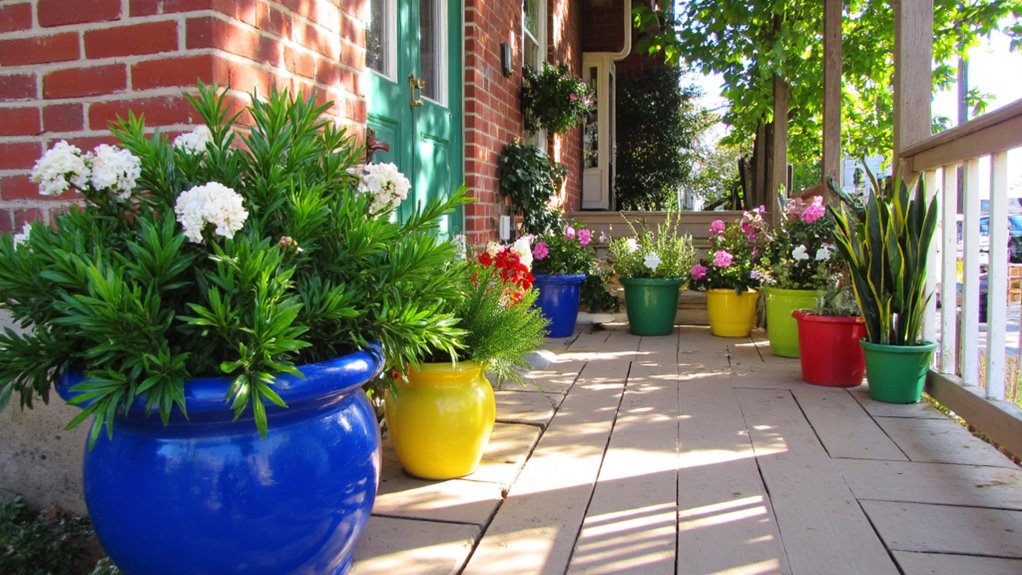 vibrant ceramic porch planters