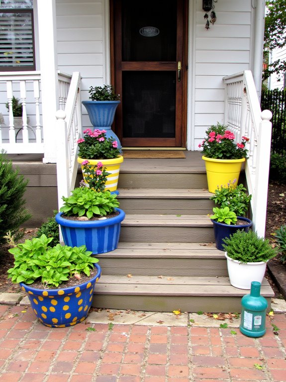 vibrant diy painted planters