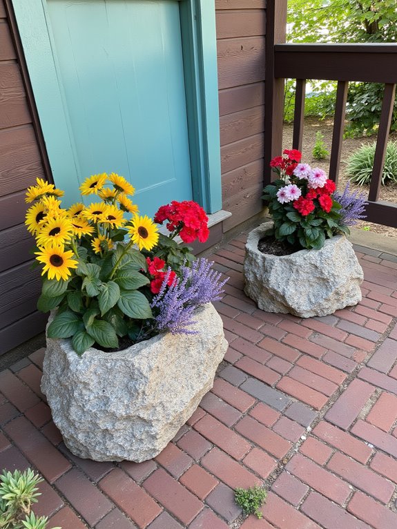 vibrant faux flower arrangements