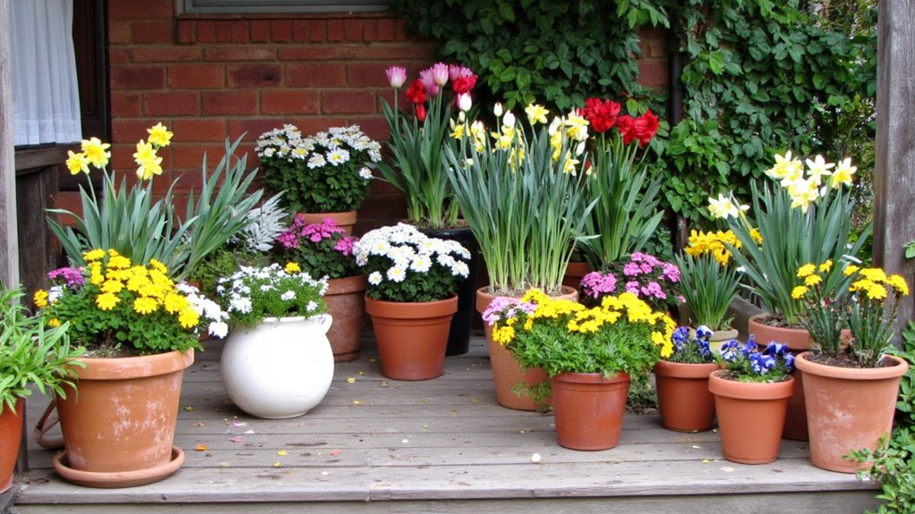 vibrant flower pot arrangements