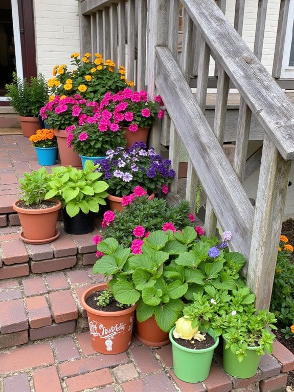 vibrant flower pots enhance charm