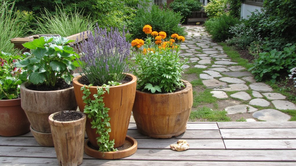 vibrant flowers and herbs