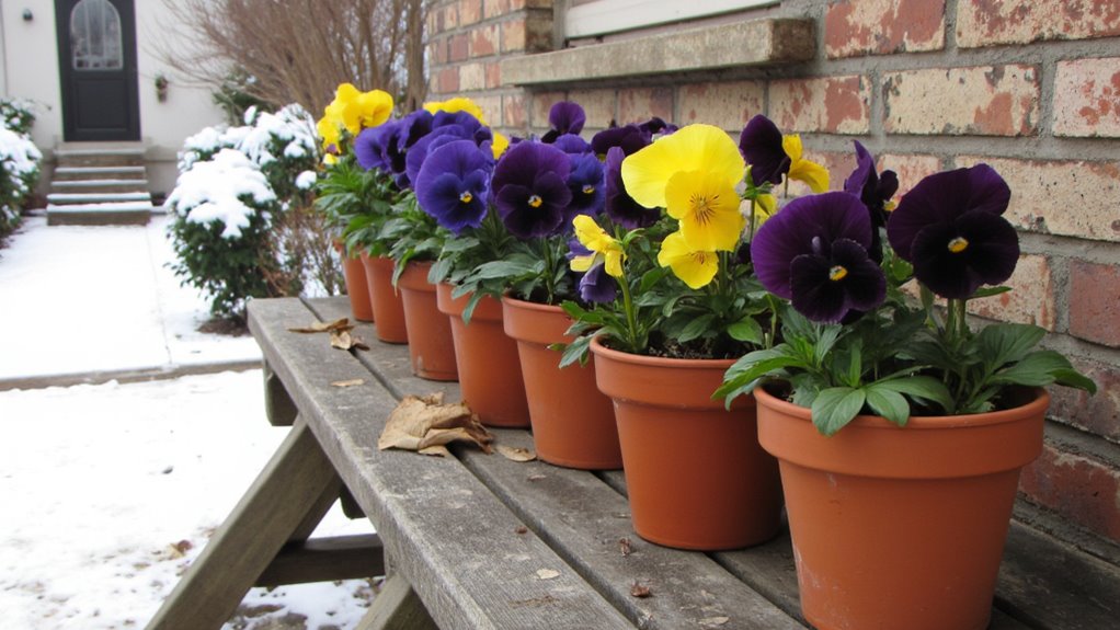 vibrant pansies brighten winter