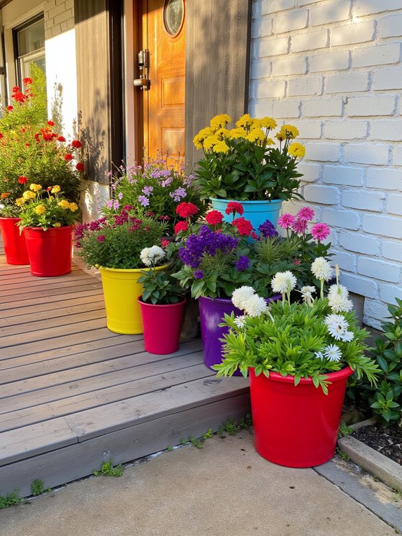 vibrant planters for porches