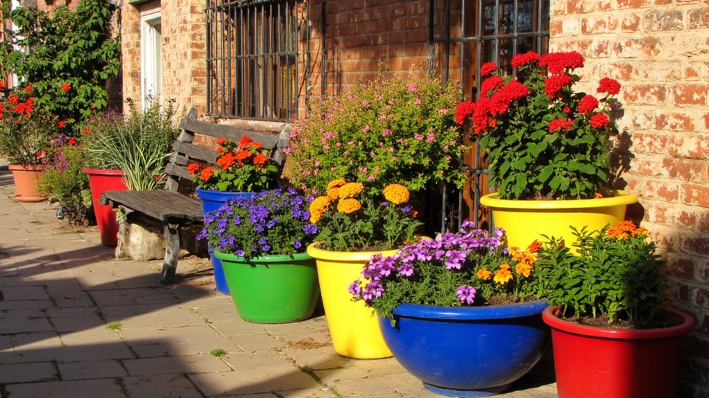 vibrant pots brighten spaces