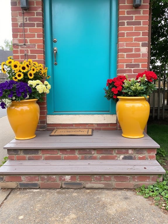 vibrant seasonal flower planters