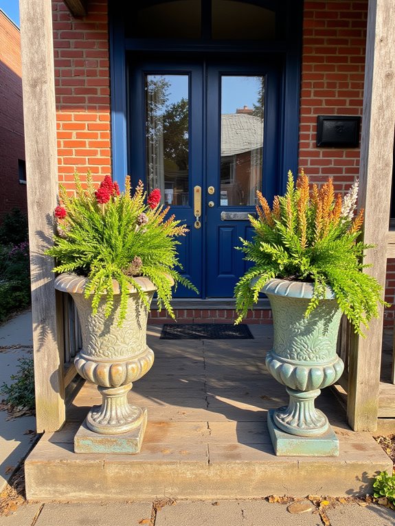 vibrant tall planters welcome