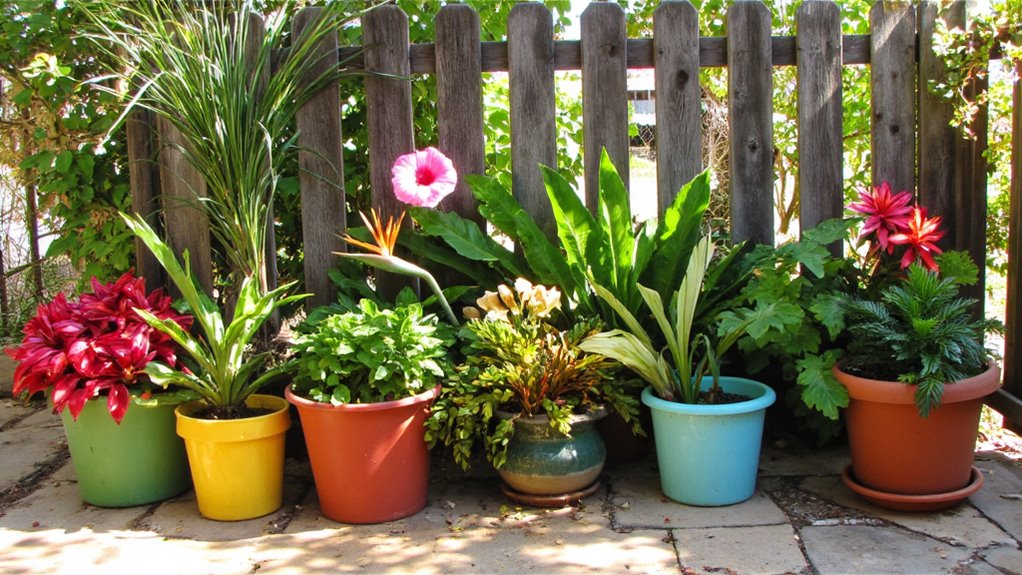vibrant tropical flower pots
