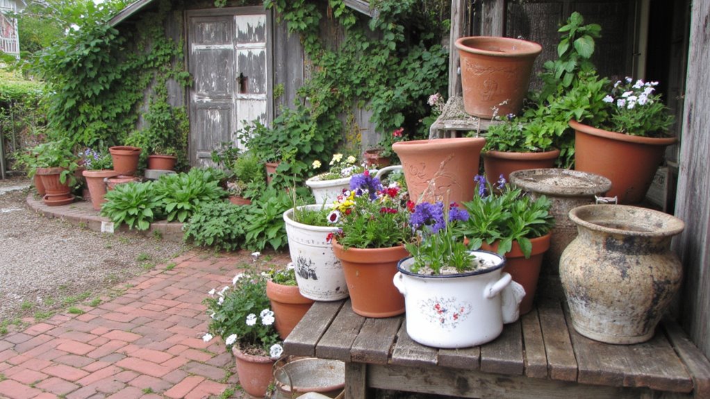 vintage pots enhance decor