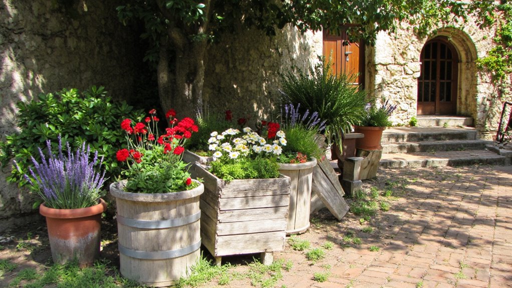vintage rustic wooden planters