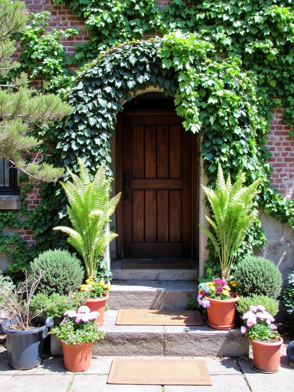 welcoming entrance with plants