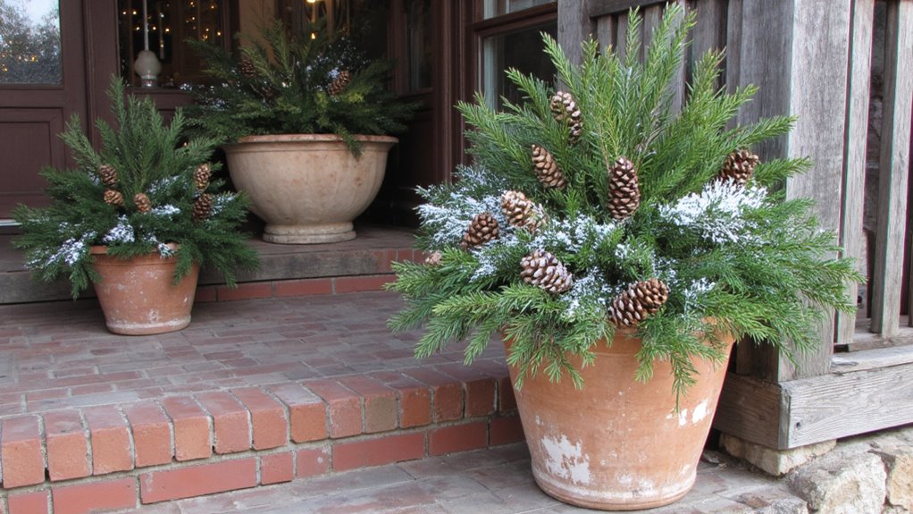 whimsical evergreen holiday arrangements