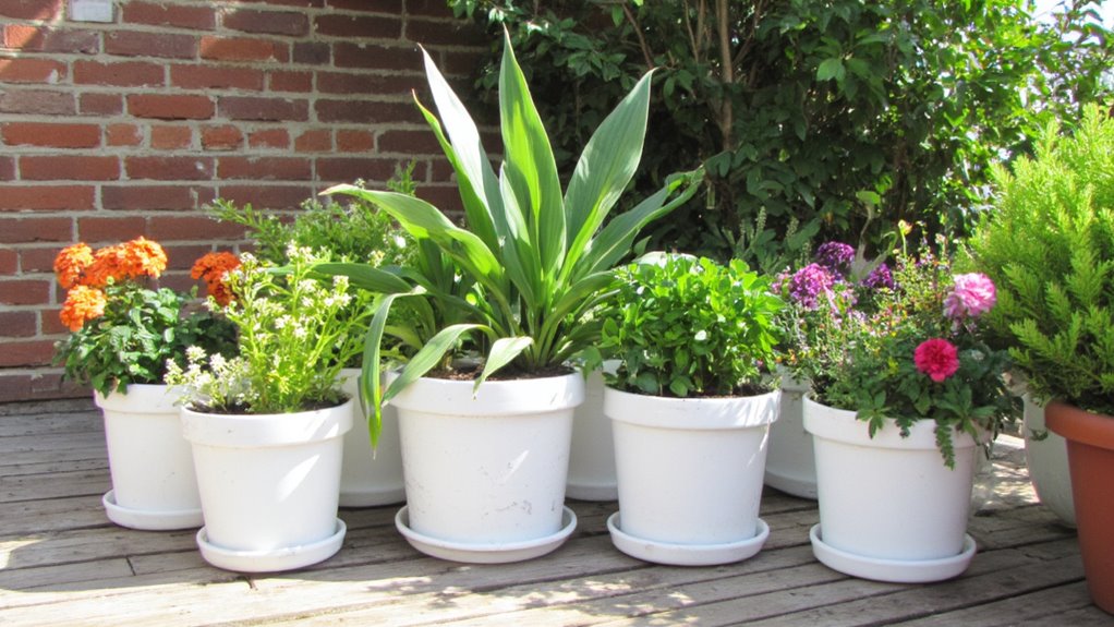 white pots with drainage
