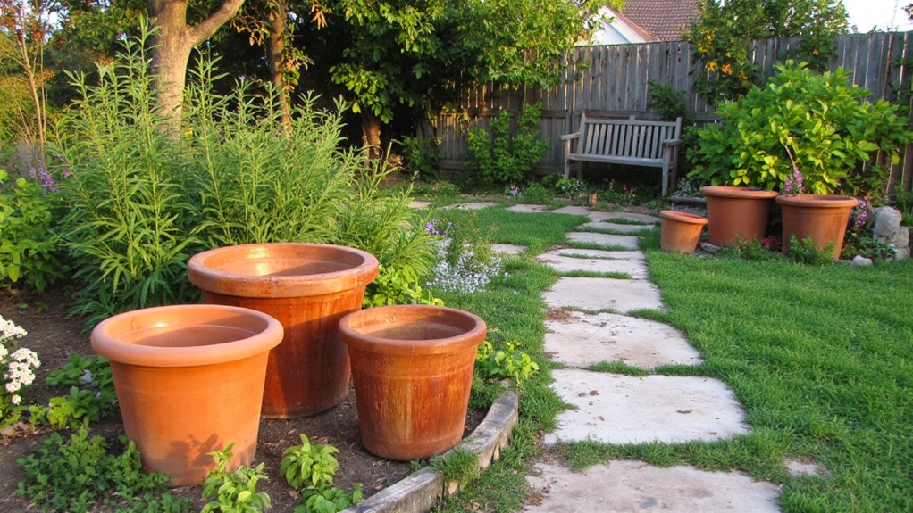 wooden pots enhance landscapes