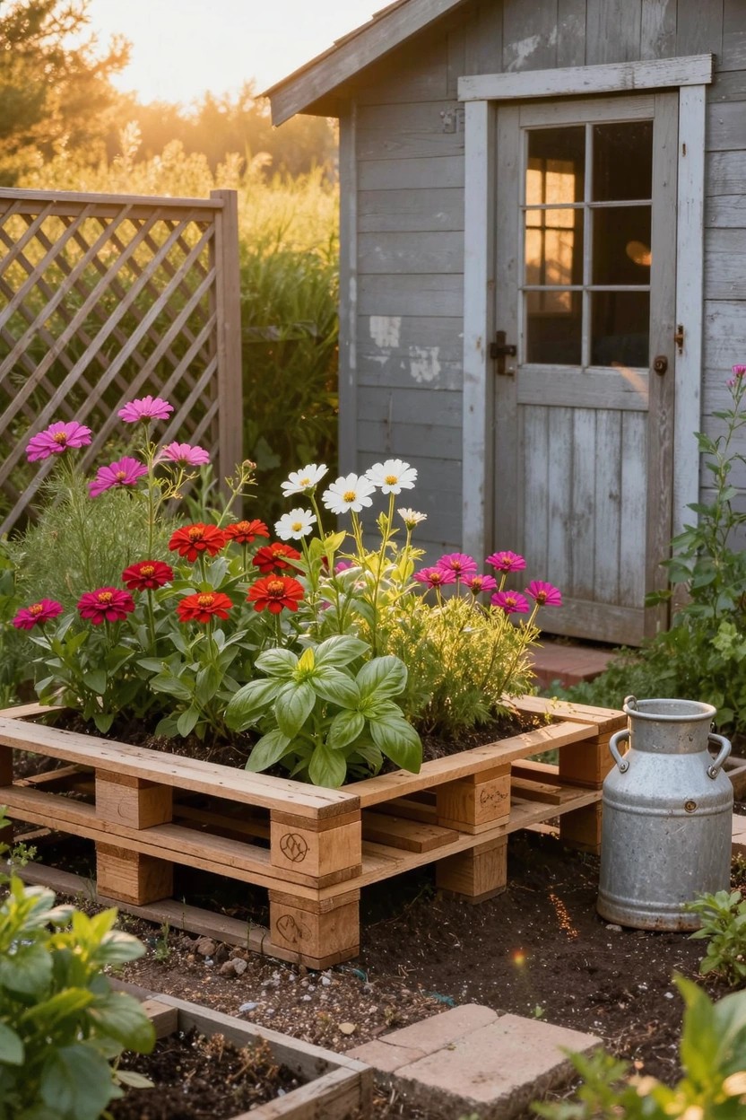 Raised Flower Beds from Pallets