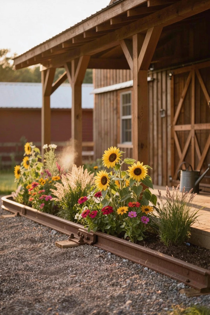 Japanese-style house with shoji screen windows and dark wood siding, featuring a bamboo water fountain in a gravel yard with stepping stones, pink azaleas, green maples, and rocks.