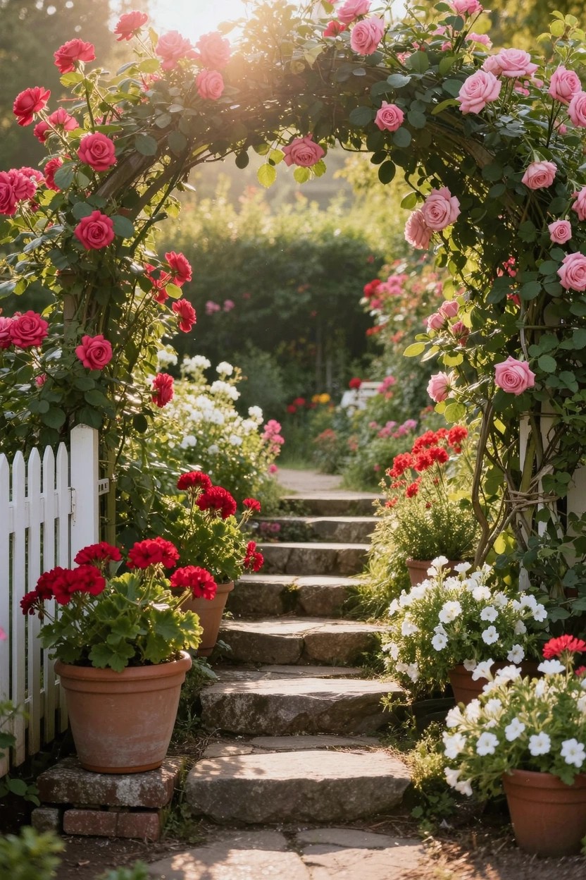 Rose-Covered Garden Arch