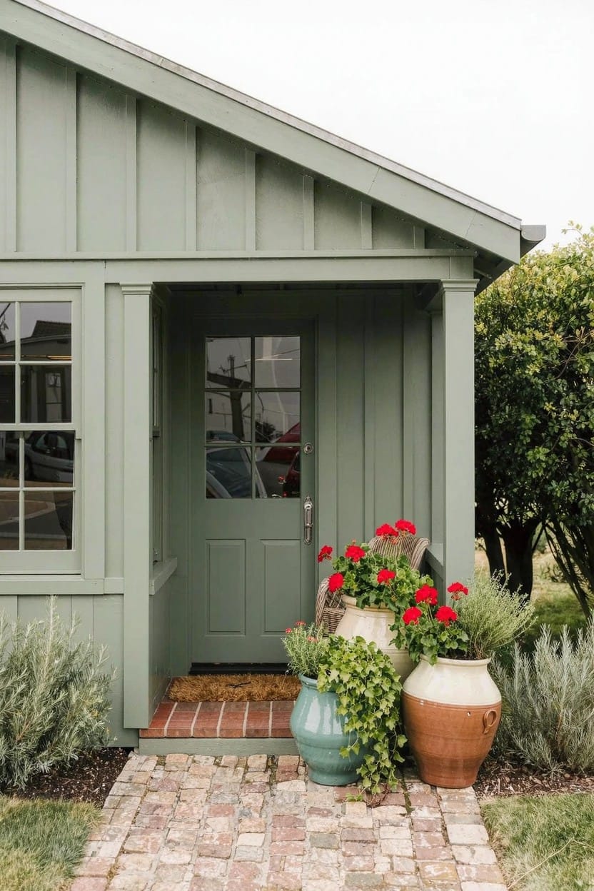 Grouping Oversized Pots on Porch Steps