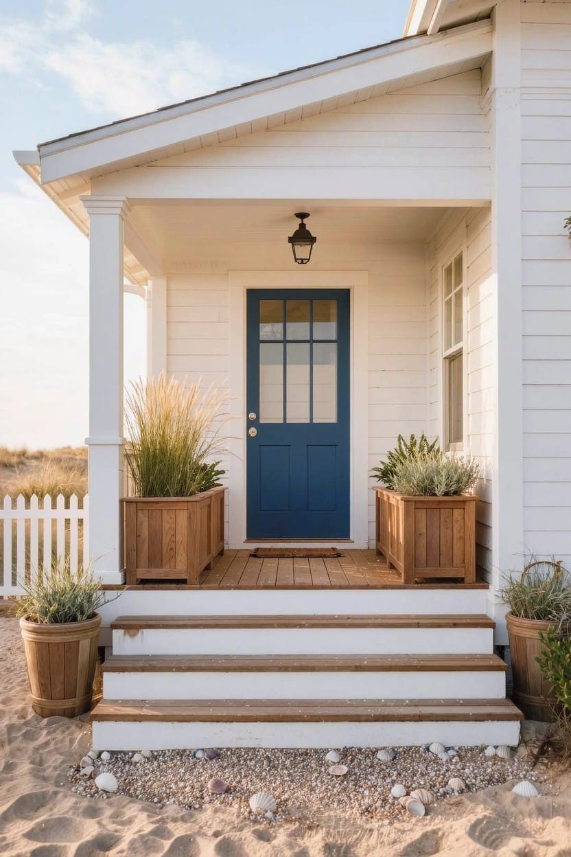 Large Planters Beside Porch Steps