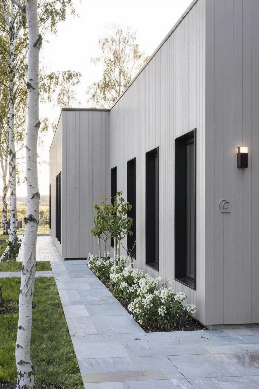 Flower Beds Along the Walkway