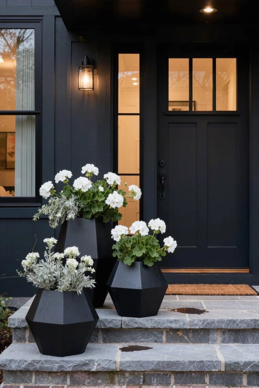 Black Pots on Front Steps