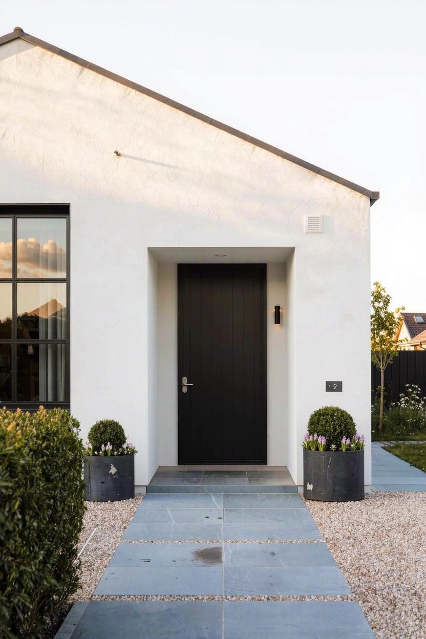 Matching Black Pots at the Door