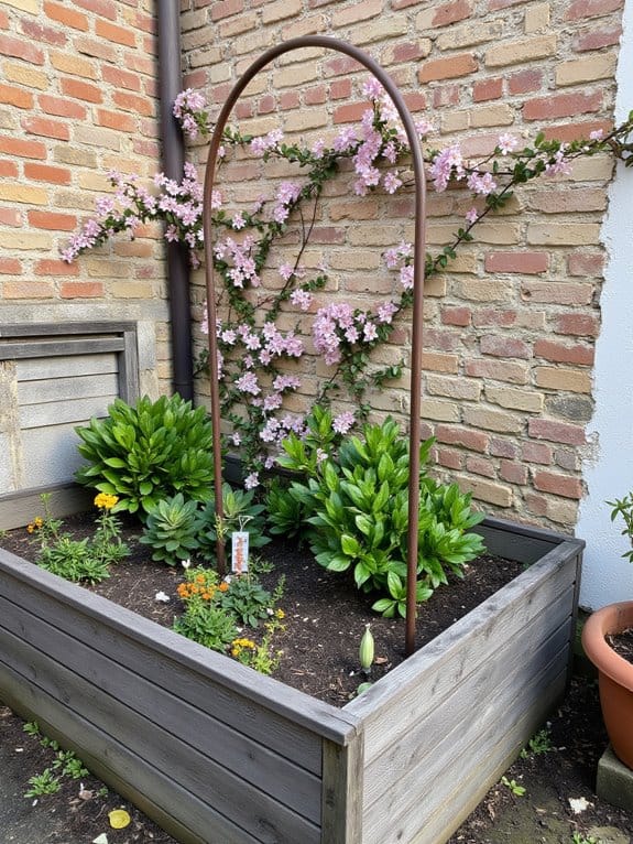 arched trellises enhance gardens