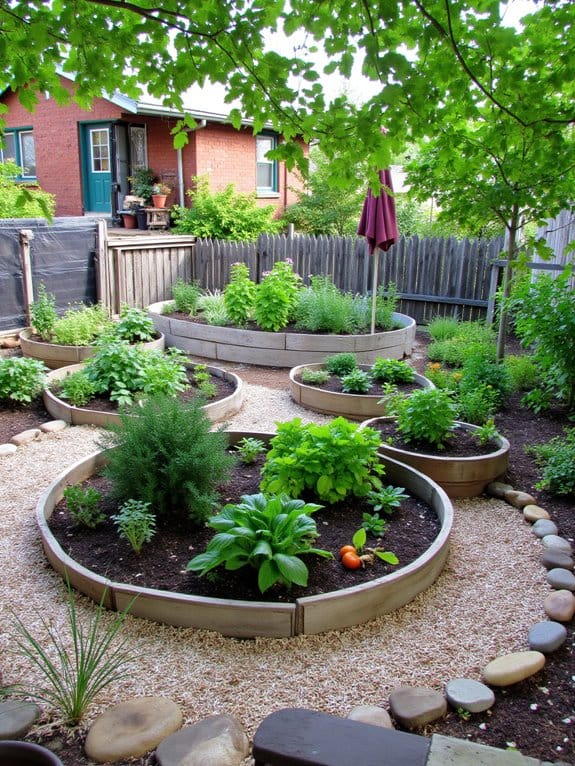 artistic circular raised beds