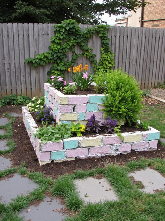 cinder block flower beds