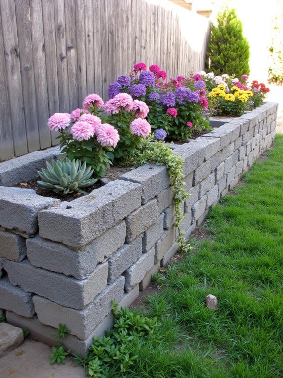 cinder block flower gardens