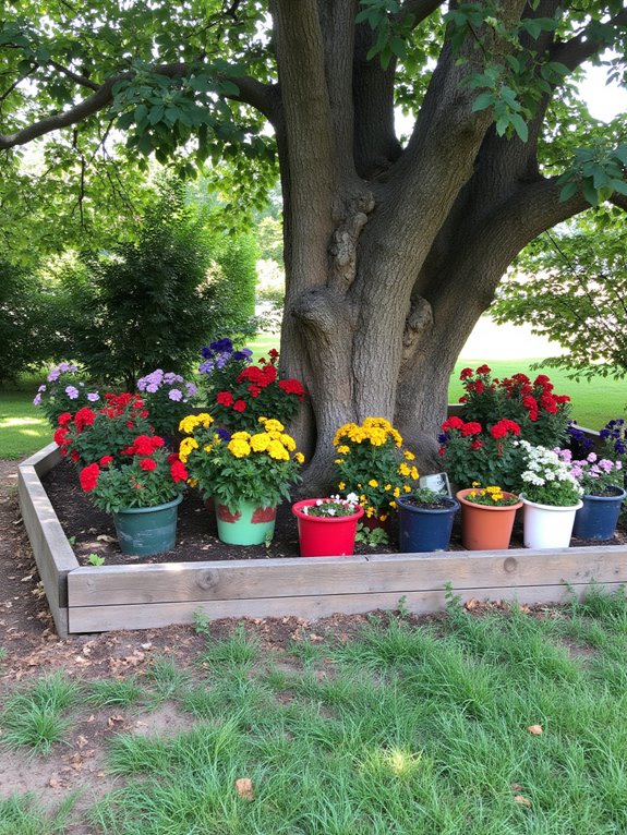 colorful plant containers enhance
