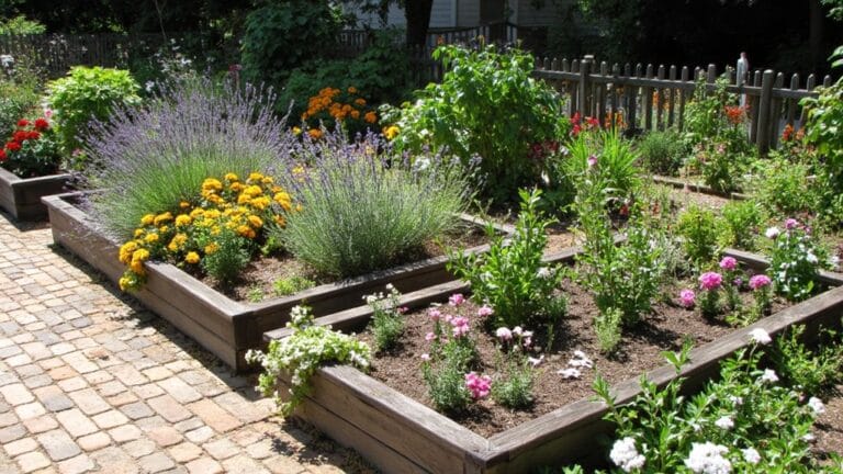 colorful raised flower beds