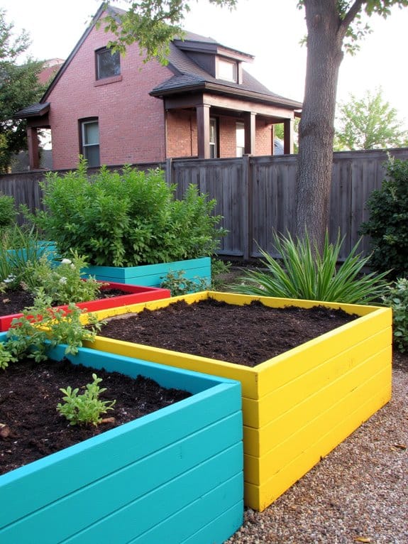 colorful raised garden beds