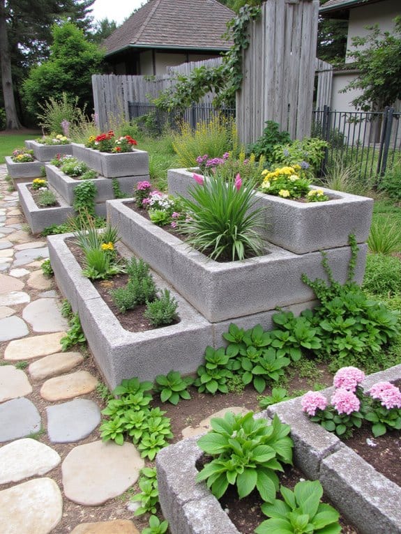 durable concrete block flower beds