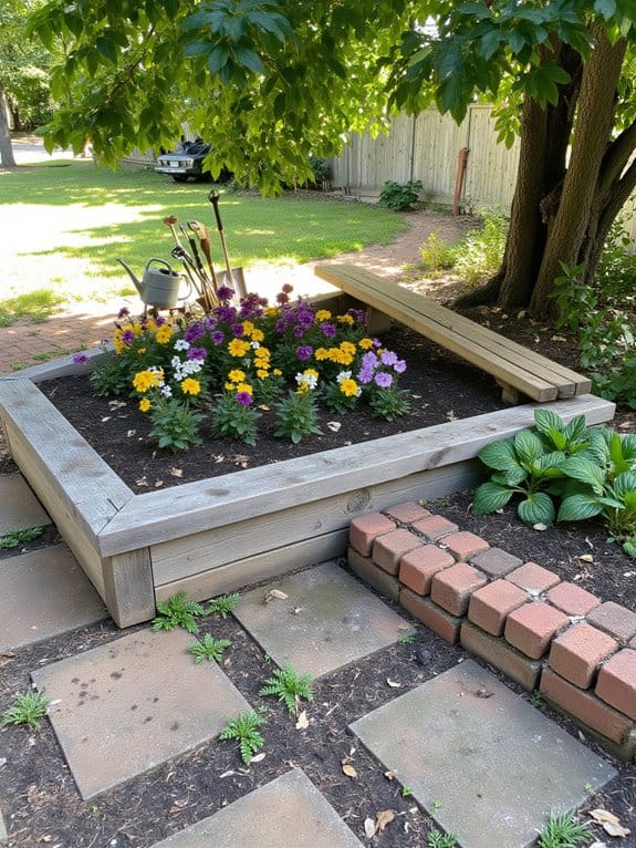 elevated gardens with seating