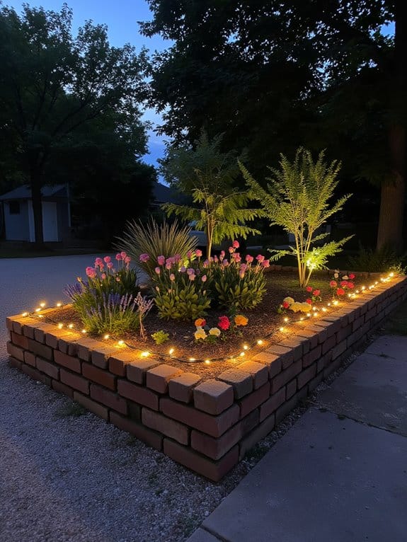 garden lighting with borders
