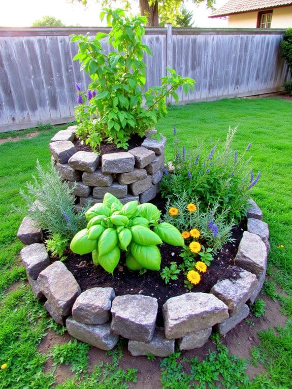 herb spiral flower beds