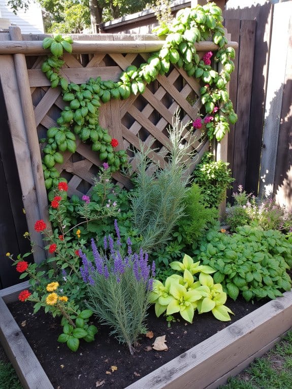 herbs and flowers thrive together