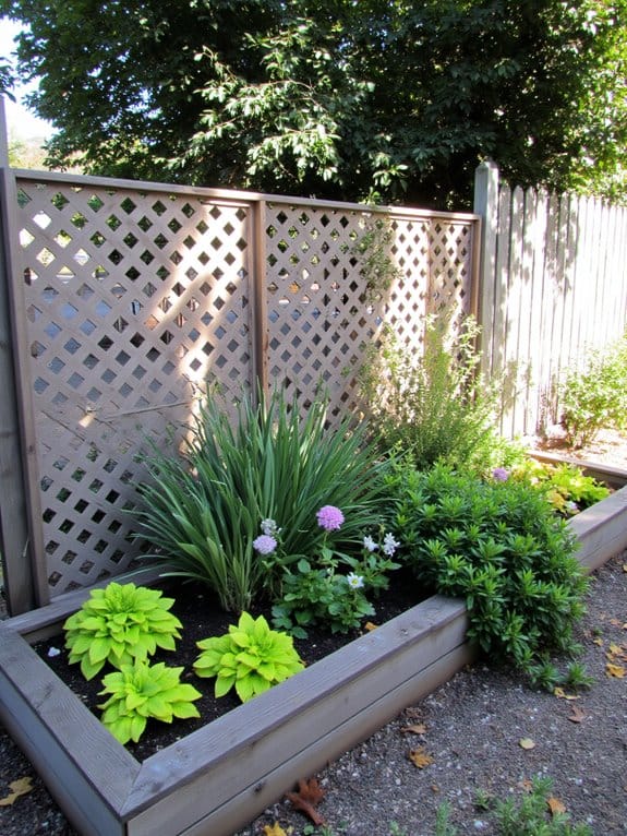 lattice screens enhance garden privacy