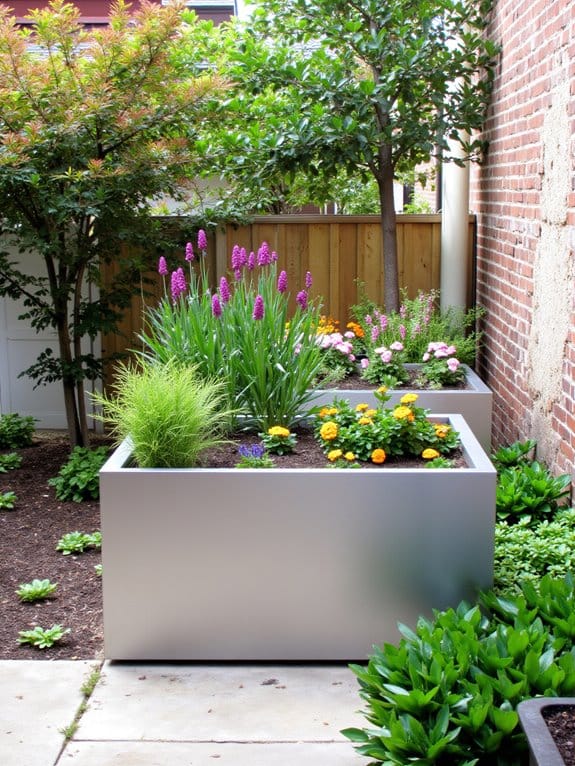 modern sleek metal planters