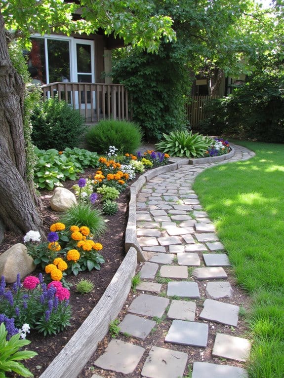 narrow flower beds enhance pathways
