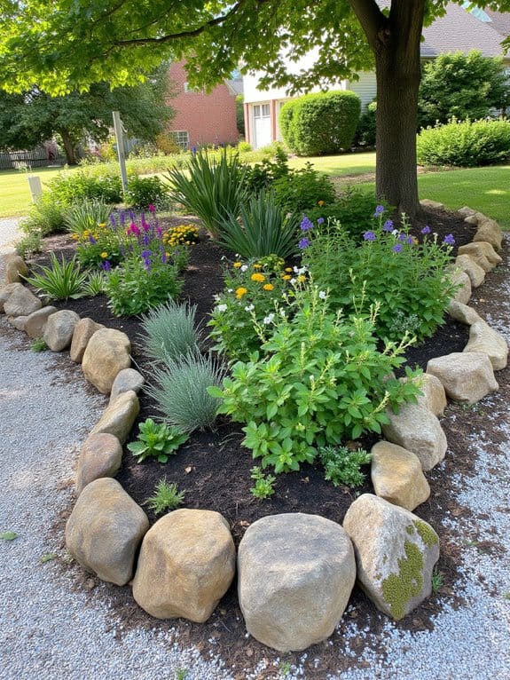 natural stone garden beds