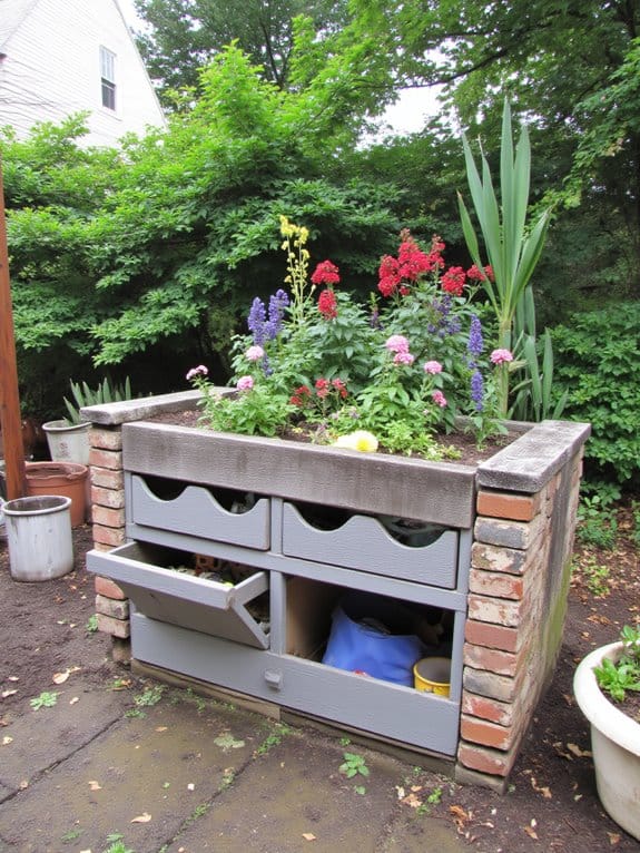 organized raised flower bed