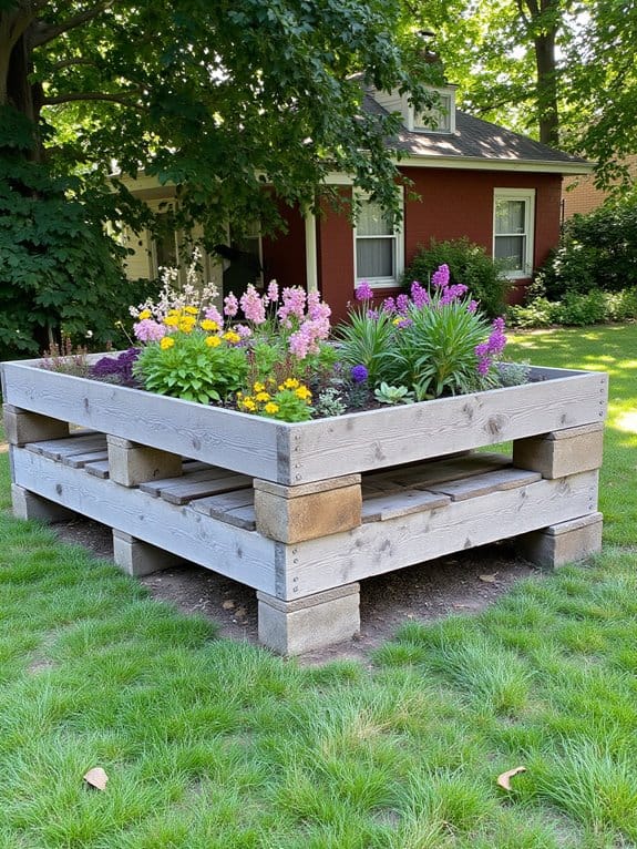 pallet flower bed bench