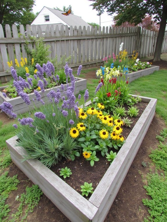 pollinator garden in raised beds