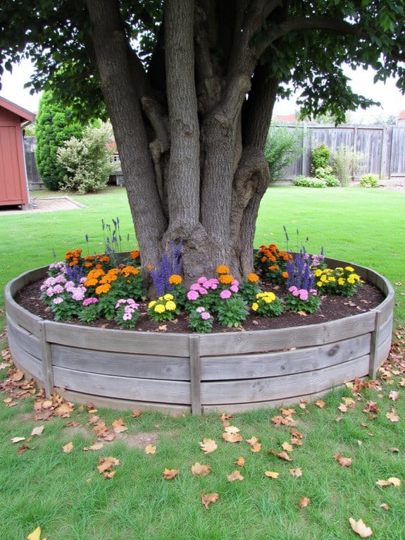 rustic wooden flower beds