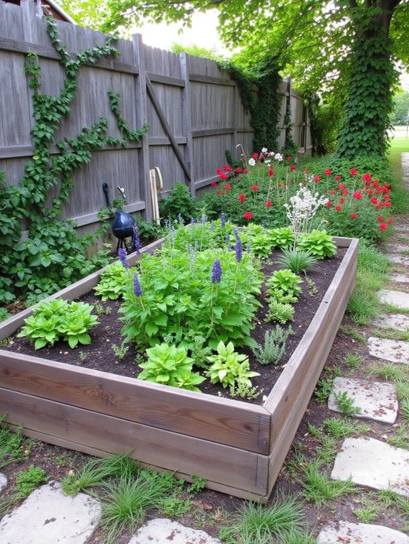 rustic wooden garden beds